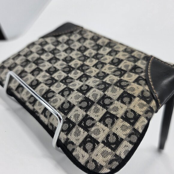 Vintage Liz Claiborne Black White Checkered Monogram Mini Wristlet Coin Purse Y2 - Picture 9 of 9